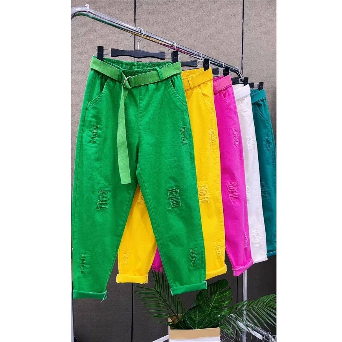 欧货糖果牛仔裤新款宽松春秋破洞九分休闲百搭小脚哈伦夏季女士潮