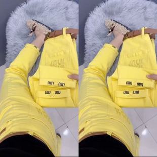 老爹宽松洋气高腰显瘦 九分刺绣哈伦休闲裤 2026新款 水洗时尚