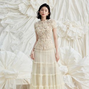 端庄大气立体钩花收腰套装 新款 裙 2025年秋季 越南小众品牌AMY