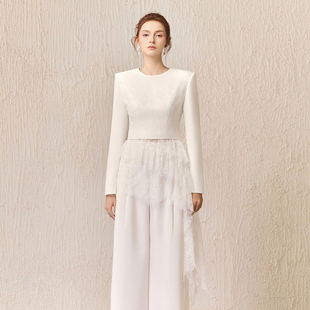 舒适阔腿裤 越南小众品牌ARTI 蕾丝圆领上衣 短款 2025年新年新款