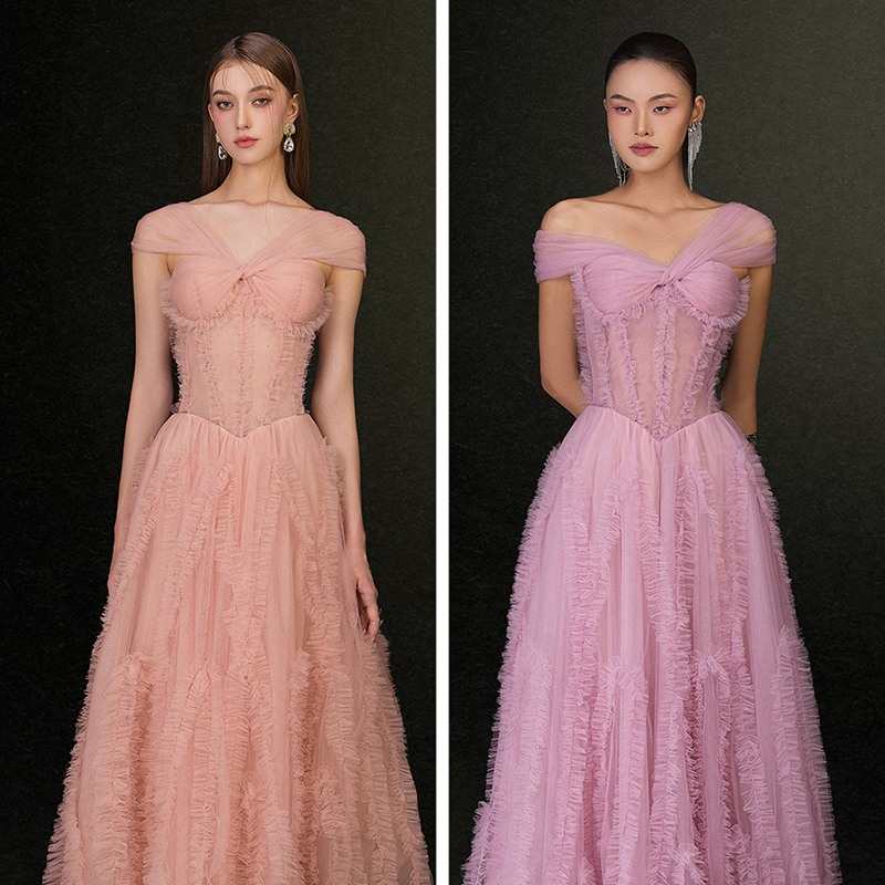 越南JOSEPHINE 2025年新年新款温柔甜美公主风网纱连衣裙