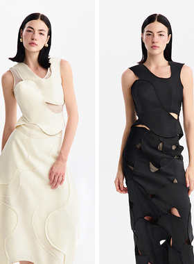 越南小众MUSTHAVE 2024年夏季新款拼接设计感镂空弧形线条套装