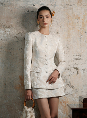 越南小众品牌HUONG 2026年新春新款典雅端庄重工花纹套装裙