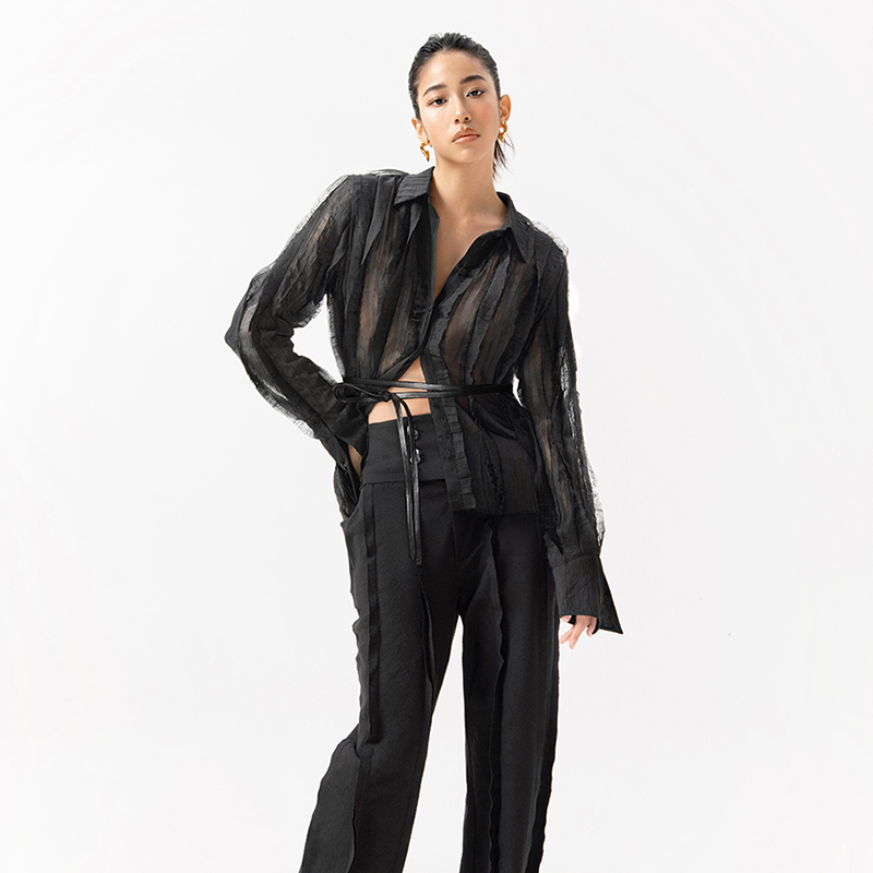 越南小众MUSTHAVE 2023年夏季新款设计感随性时尚衬衫+高腰长裤