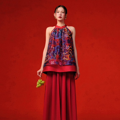 越南小众品牌DING DANG 2025年春季新款多才文韵宽松无袖套装