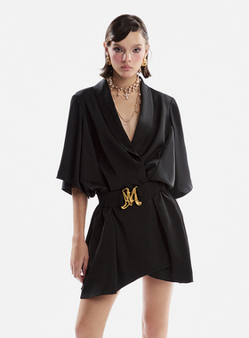 越南小众MUSTHAVE 2024秋季新款黑色顺滑细腻收腰连衣裙