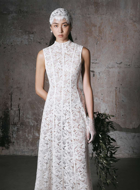 越南小众品牌HUONG 2025年夏季新款复古高定蕾丝花无袖长裙
