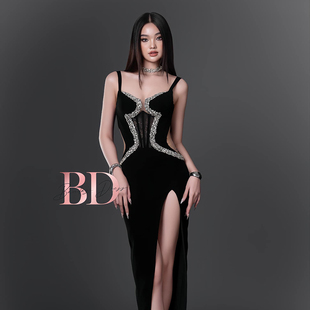 御姐身材性感高开叉吊带裙 新款 越南小众品牌BANDAGE 2024冬季