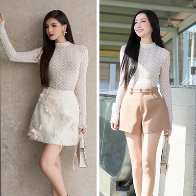 越南小众DARLING DIVA 2025年春季新款镂空肌理上衣+花朵半裙