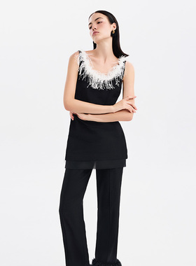 越南小众MUSTHAVE 2024年夏季新款经典撞色流苏边极简风套装