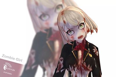 Unity Zombie Girl01日系卡通动漫制服二次元人物僵尸动画模型U3D