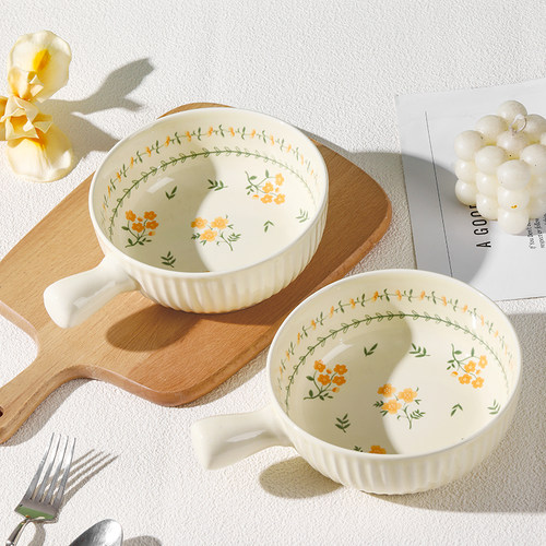 春日来信手柄碗高温陶瓷釉下彩