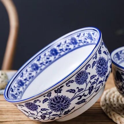 青花瓷7英寸面碗家用陶瓷中式商用大碗釉下彩加厚兰州拉面碗