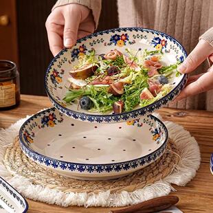 罗尔非蓝调7.2英寸叠韵圆盘菜盘高档餐具釉下彩家用微波炉可用