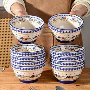 罗尔非蓝调5英寸复古港风家用叠韵碗釉下彩高颜值创意餐具