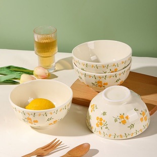 春日来信4.5英寸米饭碗高温陶瓷釉下彩家用陶瓷碗吃饭碗釉下彩碗