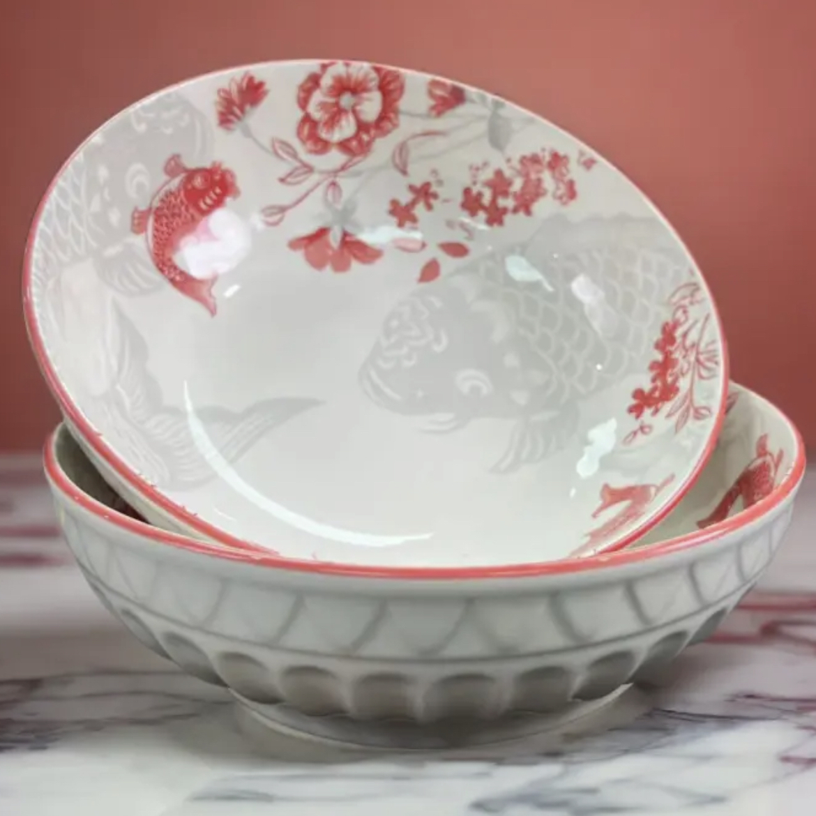 年年有余9英寸汤碗2个装家用大碗