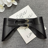 羊皮双针扣软腰封超宽女士造型装 饰真皮腰带连衣裙束腰软皮腰带