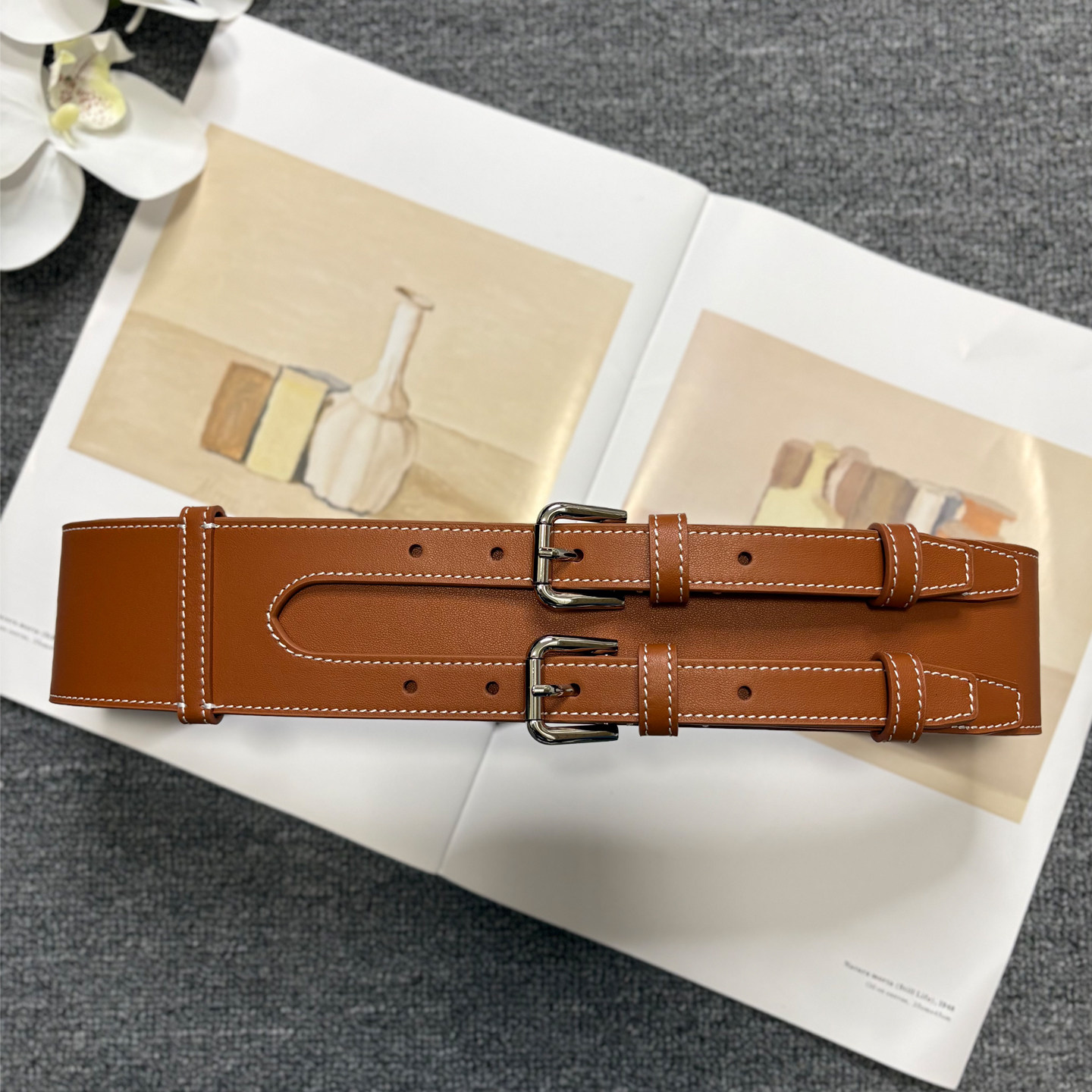 双扣针扣牛皮腰封女真皮银扣百搭休闲宽腰带显瘦皮带