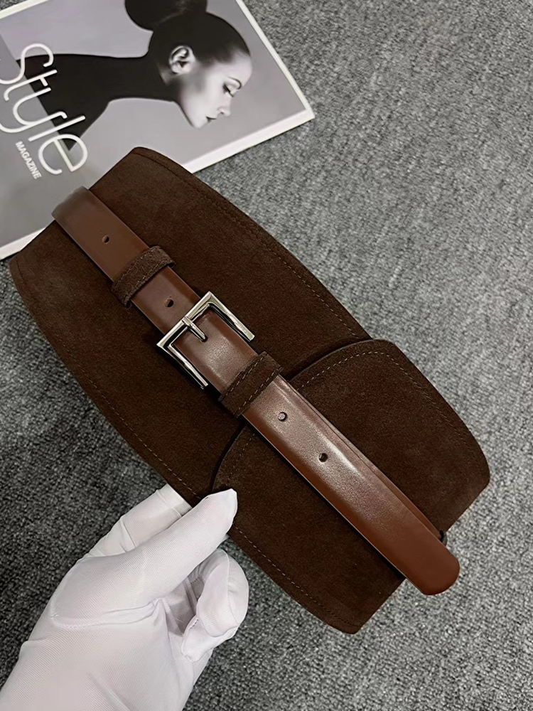 女士反绒皮腰封复古穿搭单品