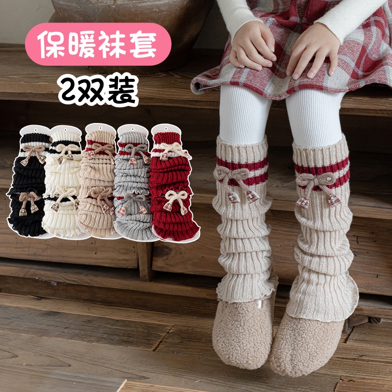 女童孩袜套秋冬款儿童学院风针织堆堆袜套宝宝保暖护膝小腿套长袜