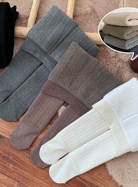 女童加厚加绒保暖连裤袜子秋冬季中大儿童白色麻花纹跳舞打底袜裤