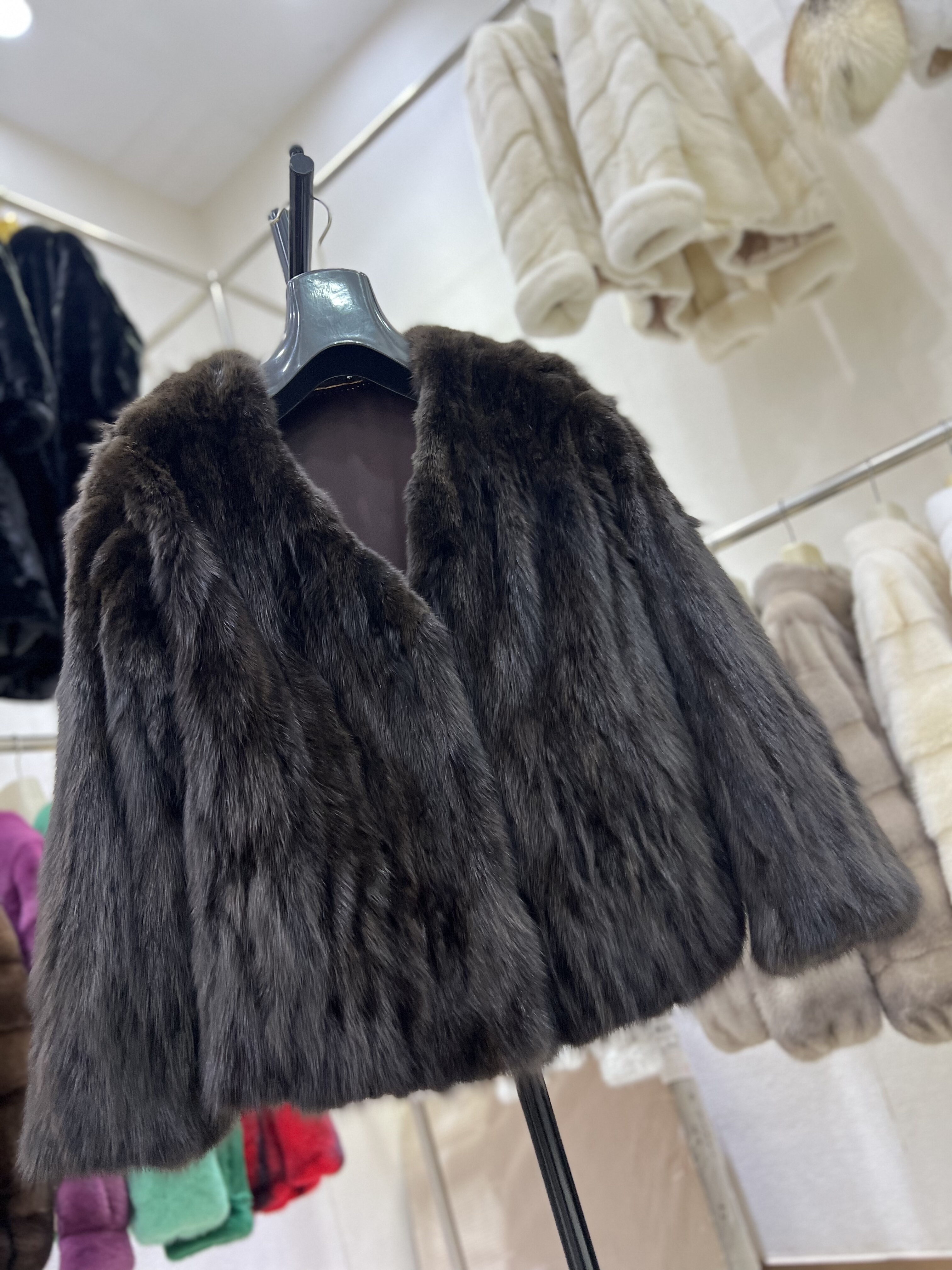 貂皮皮草外套女2025年新款紫貂时尚v领俄罗斯貂皮短款