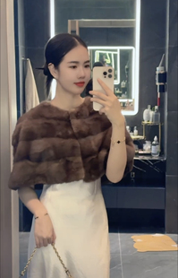2800定制款披肩斗篷进口水貂皮草外套整貂皮大衣女款时尚韩版短款