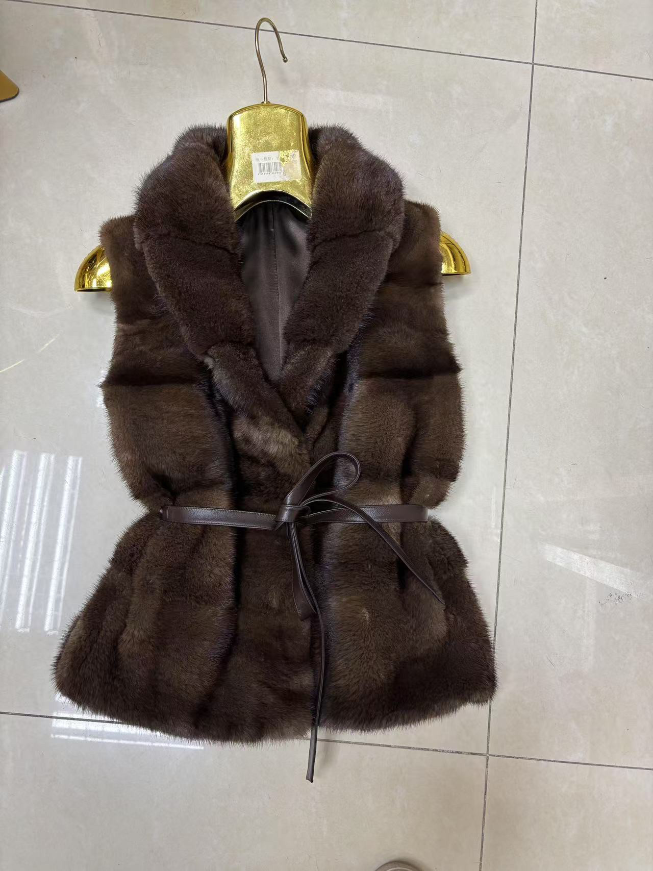 定制款 进口整貂皮青果领马甲水貂皮草外套短款背心年轻