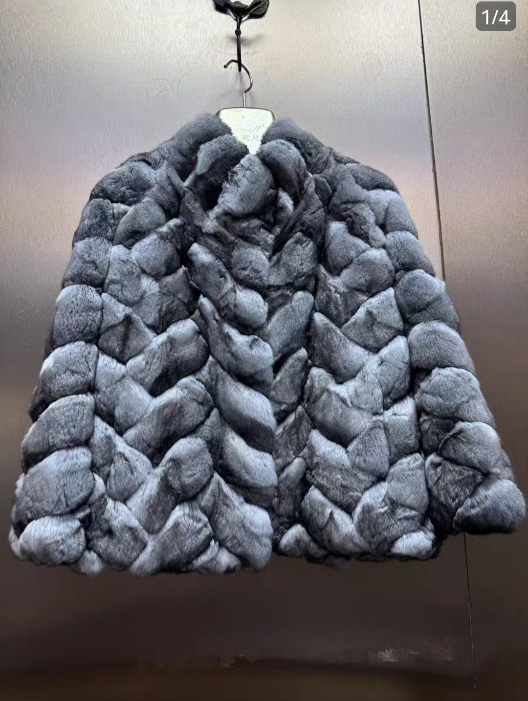 紫裳金妃进口青紫蓝龙猫皮草外套女2025新款年轻时尚短款皮草外套