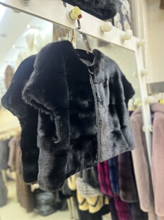 貂皮大衣女款2026新款冬圆领落肩年轻款短款皮草外套水貂毛马甲