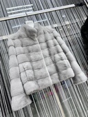 蓝宝石新款 进口天鹅绒貂皮大衣女整貂横排立领轻奢水貂皮草外套冬