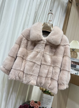 小个子冬季新款皮草外套女翻领韩版裘皮水貂毛皮大衣女款短款