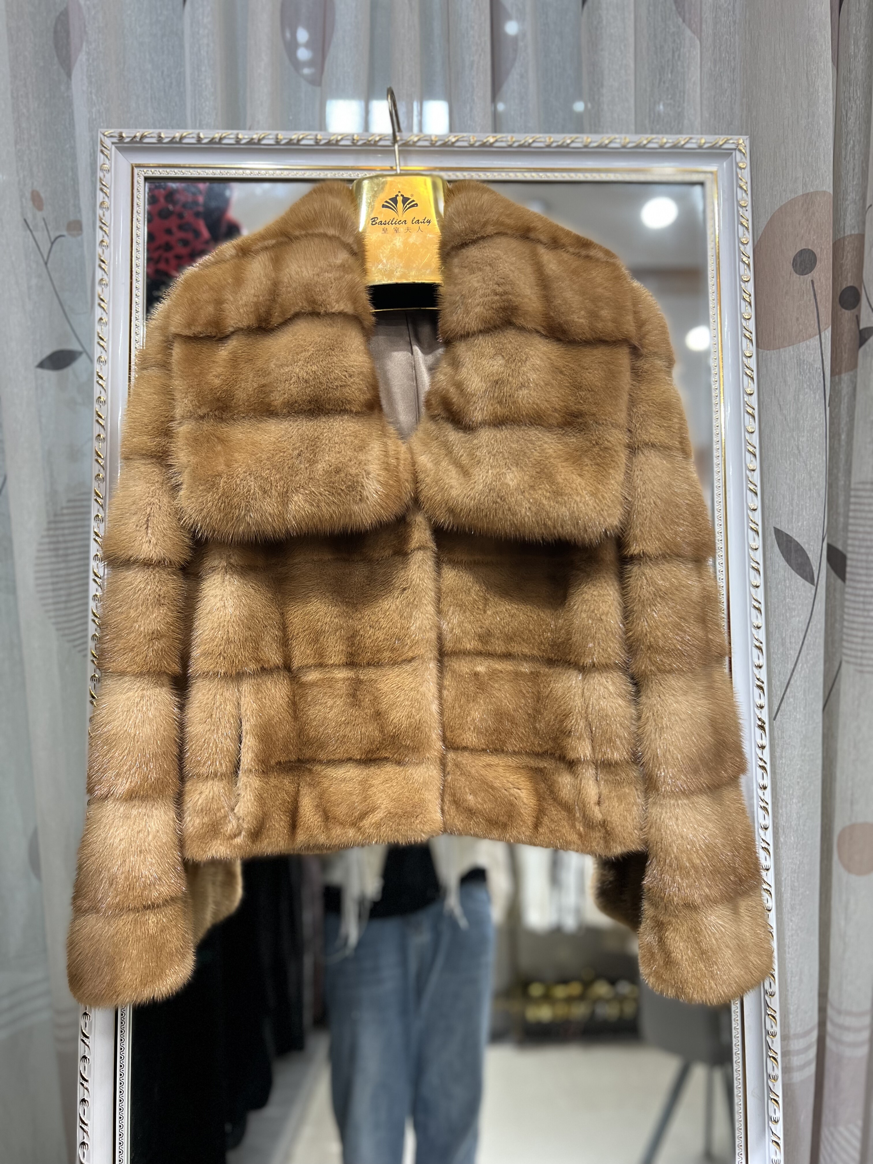 小个子进口水貂金色天使之翼大翻领整貂皮大衣女水貂皮草外套