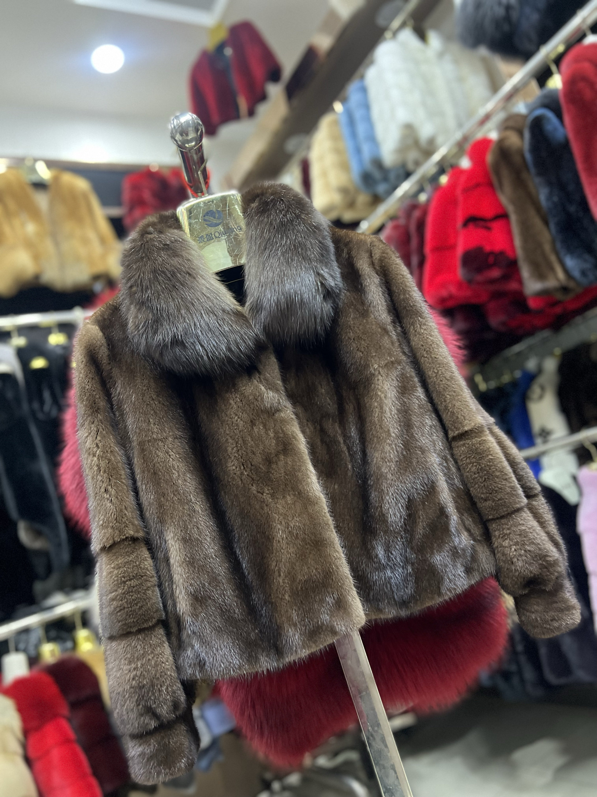 进口紫貂领天鹅绒水貂毛皮草外套女短款整貂年轻时尚新款貂皮大衣