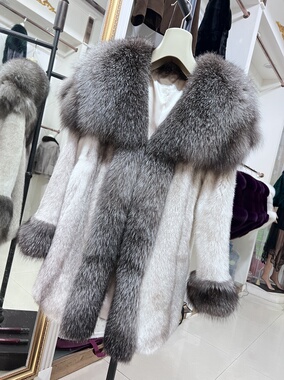 7990元狐狸毛领水貂毛整貂皮草外套女冬季轻奢高档加厚贵夫人大衣