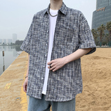 小香风男短袖夏季休闲港风上衣外套痞帅大码衬衫A011-2/8661P55，男装T恤，电商A012