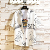 夏新款男大码打底衫宽松短袖T恤百搭印花体恤/7110p35，男装T恤，电商A012