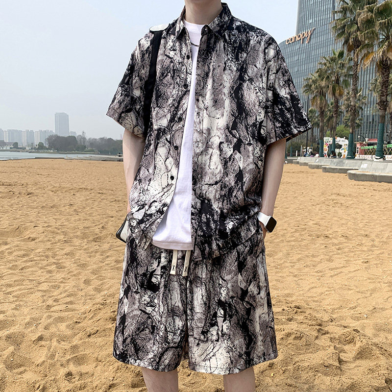 复古男短袖夏季条纹休闲上衣外套痞帅大码衬衣A011-2/TZ8637TP25,男装T恤,电商A012