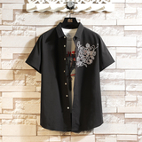 新款印花衬衫夏季短袖衬衫大码男装衬衫M-7XL码QT5030/7072p40，男装T恤，电商A012