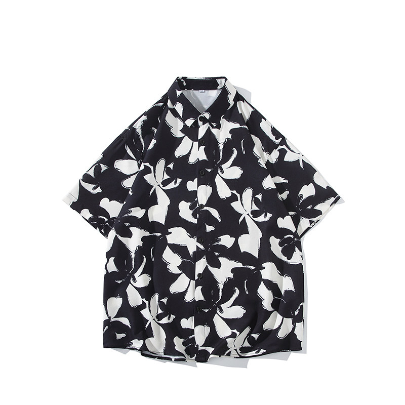 花衬衫男短袖夏季痞帅休闲上衣服外套翻领大码衬衣男A011-2/P35,男装T恤,电商A012