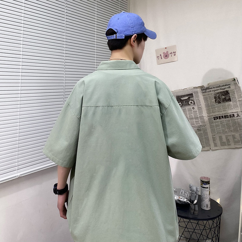 2021全棉沙洗大码印花中国风男夏季短袖衬衫QT5030/D7060p40,男装衬衫,电商A012