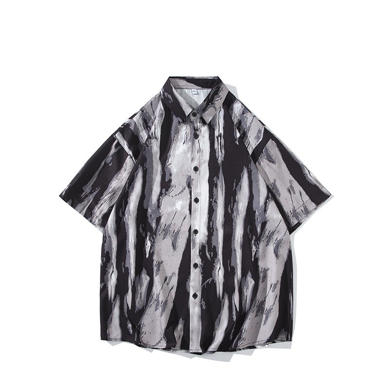 花衬衫男短袖夏季条纹休闲上衣服外套翻领大码衬衣男A011-2/TP25,男装T恤,电商A012