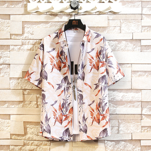 大码外套青年衬衣休闲宽松短袖印花流行衬衫男A011-2/8605p40，男装T恤，电商A012