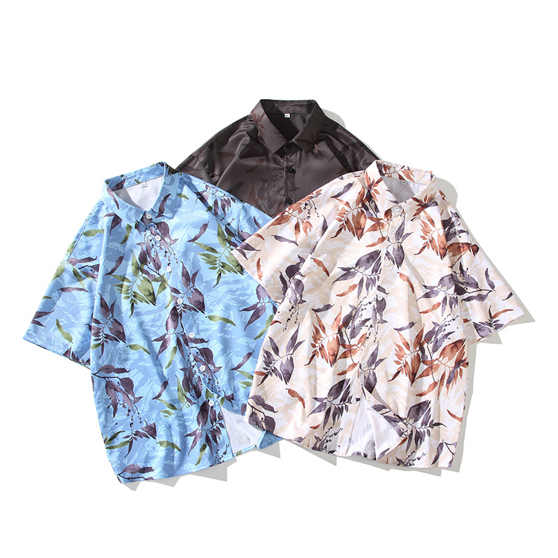 大码外套青年衬衣休闲宽松短袖印花流行衬衫男A011-2/8605p40,男装T恤,电商A012