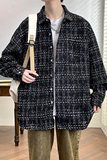 小香风春款男夹克衬衫长袖宽松格子衬衣休闲外套A011-2/8811TP45，男装夹克，电商A012