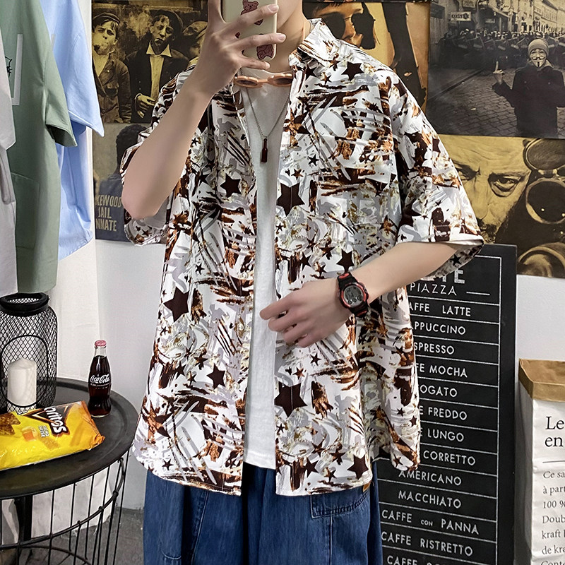 2021寬松休閑大碼印花中國風(fēng)男春夏短袖襯衫 QT5030/D7096p30圖片