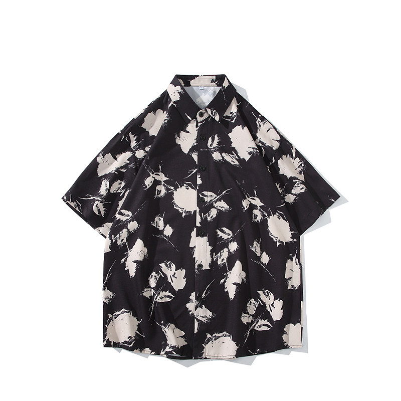花衬衫男短袖夏季痞帅休闲上衣服外套翻领大码衬衣男A011-2/P35,男装T恤,电商A012