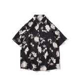 花衬衫男短袖夏季痞帅休闲上衣服外套翻领大码衬衣男A011-2/P35，男装T恤，电商A012