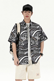 花衬衫男短袖夏季痞帅休闲上衣服外套翻领大码衬衣A011-2/P45，男装T恤，电商A012